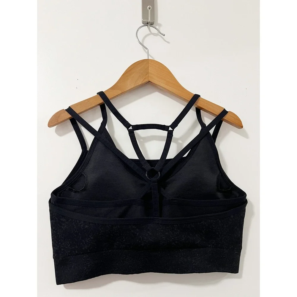Gymshark Black Adapt Fleck Strappy Back Medium Impact Sports Bra Activewear - Picture 3 of 6